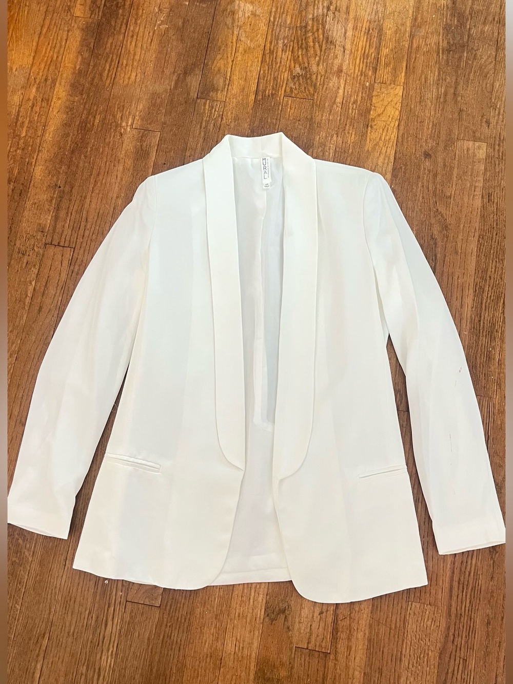 Mural White Open-Front Shawl Collar Blazer
